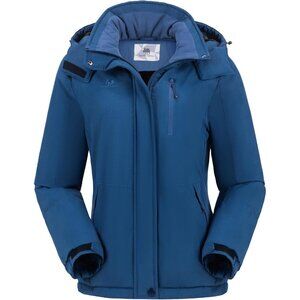 Women's Dark Blue Snow Ski Hooded Jacket Coat Mountain Snowboarding Waterproof